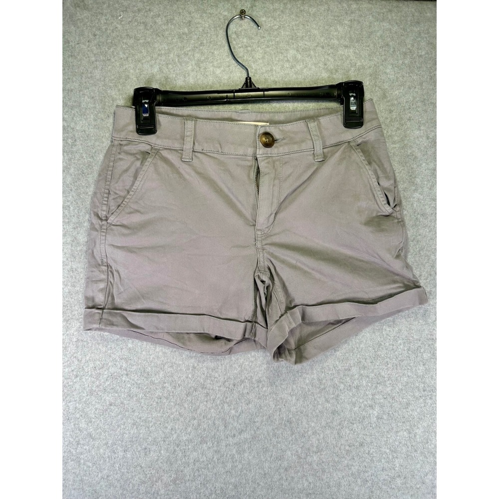 SO Goods For Life juniors Gray Low Rise Chino Shorts Size 5 Cuffed Casual Twill